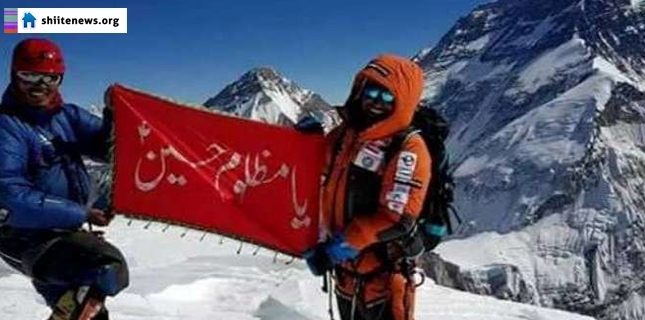 Alpinist yüksək dağ zirvəsində İmam Hüseynin (ə) bayrağını dalğalandırdı